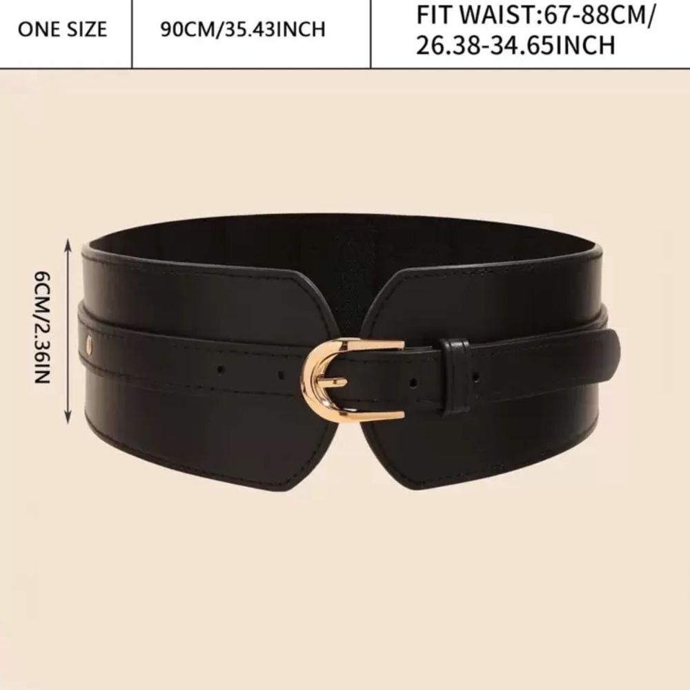 New! Black Corset Belt Vegan Leather Wide (7463) NWOT - Picture 4 of 5